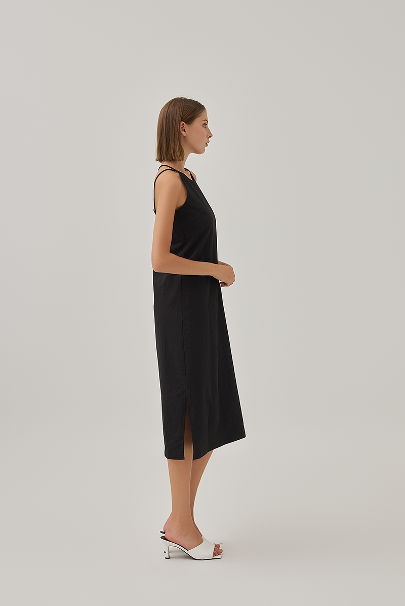 Laidh Textured Racerback Dress in Black