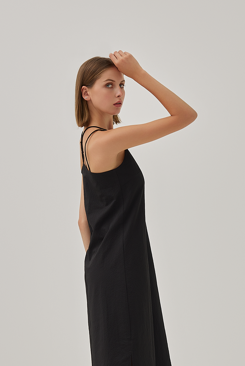 Laidh Textured Racerback Dress in Black