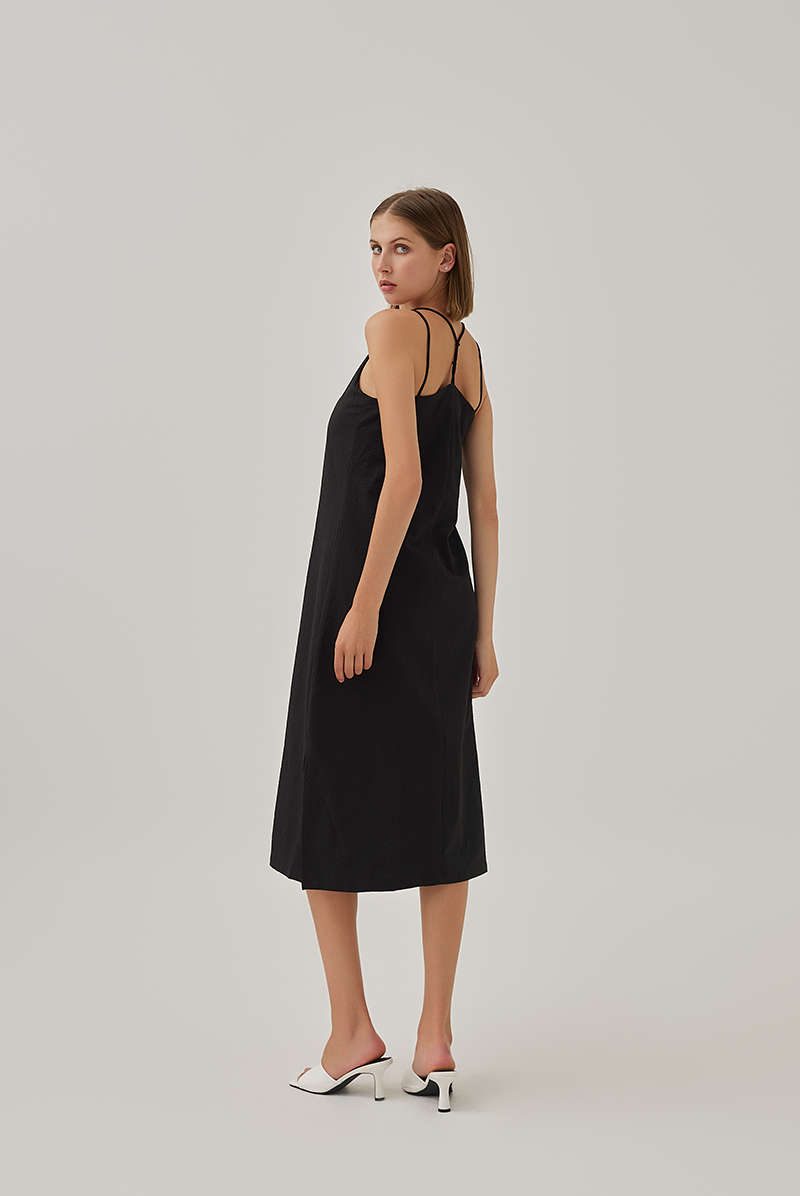 Laidh Textured Racerback Dress in Black
