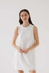 Salem Sleeveless Eyelet Dress in White