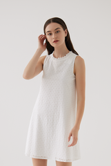 Salem Sleeveless Eyelet Dress in White