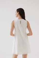 Salem Sleeveless Eyelet Dress in White