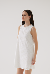 Salem Sleeveless Eyelet Dress in White