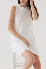 Salem Sleeveless Eyelet Dress in White