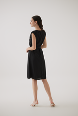 Madeline Shoulder Padded Dress in Black
