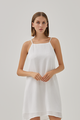 Jeffie Halter Neck Flowy Dress in White