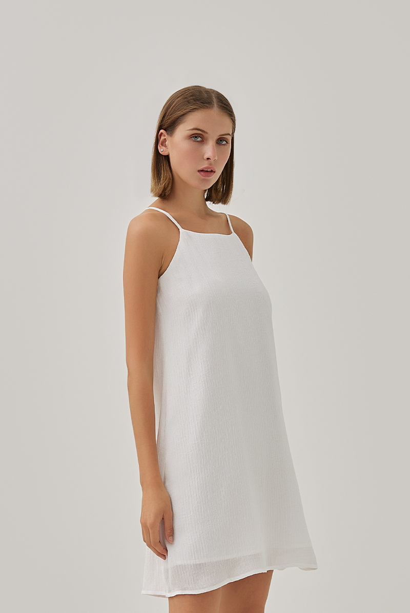 Jeffie Halter Neck Flowy Dress in White