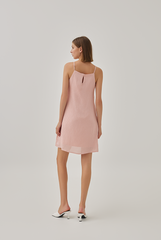 Jeffie Halter Neck Flowy Dress in Blush