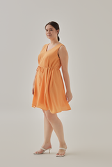 Astrid Textured Flare Dress in Tangerine