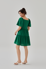 Kimberly V-Neck Tiered Dress in Green