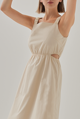 Natasha Ruched Cut Out Dress in Ivory