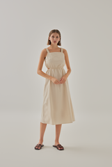 Natasha Ruched Cut Out Dress in Ivory