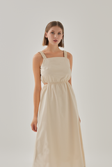 Natasha Ruched Cut Out Dress in Ivory