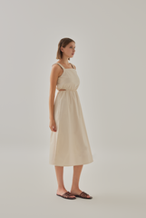 Natasha Ruched Cut Out Dress in Ivory