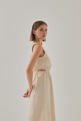 Natasha Ruched Cut Out Dress in Ivory