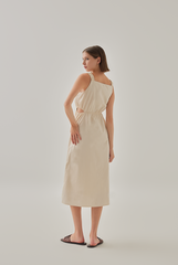 Natasha Ruched Cut Out Dress in Ivory