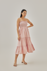 Athena Double Strap Smocked Dress in Blush