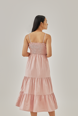 Athena Double Strap Smocked Dress in Blush
