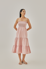 Athena Double Strap Smocked Dress in Blush