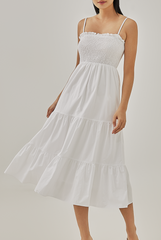 Athena Double Strap Smocked Dress in White