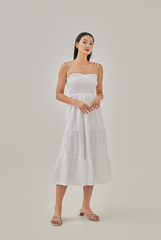 Athena Double Strap Smocked Dress in White