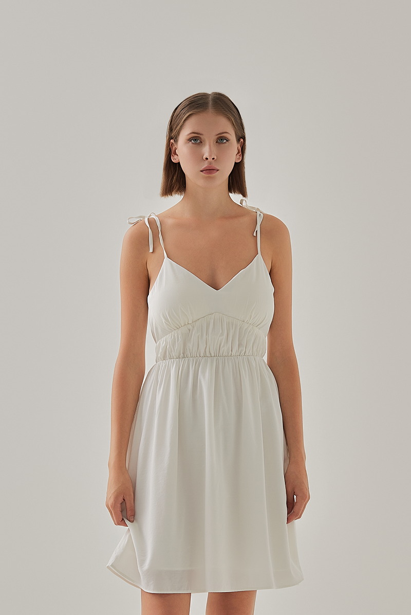 Keani Padded Babydoll Dress in White