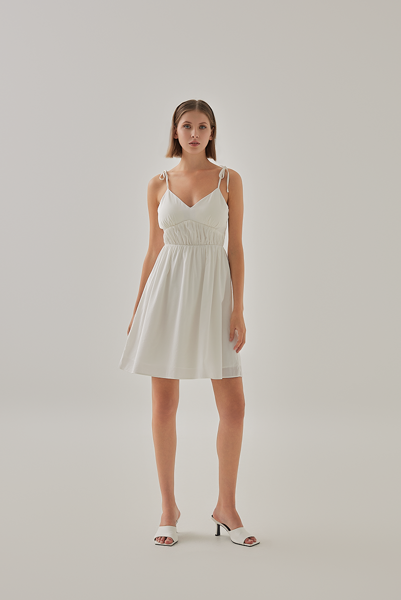 Keani Padded Babydoll Dress in White