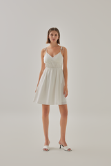 Keani Padded Babydoll Dress in White
