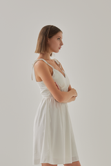 Keani Padded Babydoll Dress in White