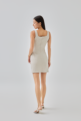 Seline Fitted Square Neck Dress in Ash