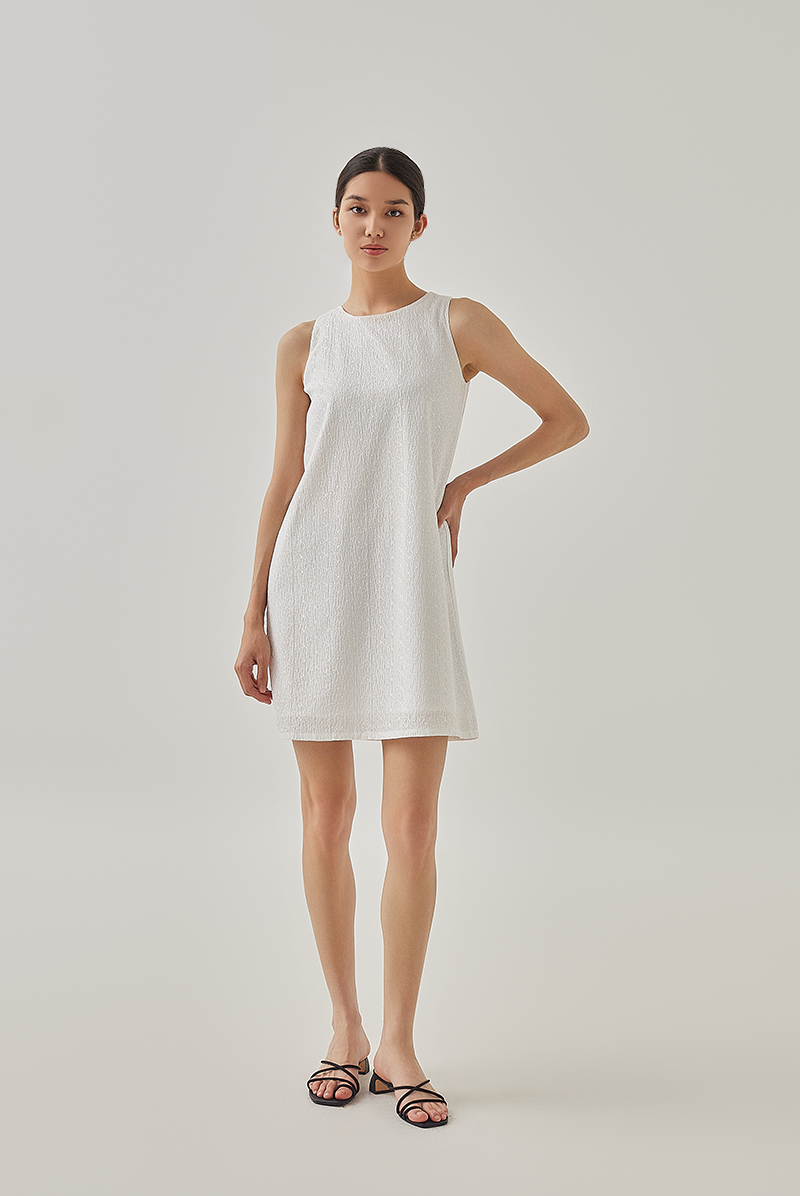 Jade Floral Embroidered Dress in White