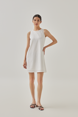 Jade Floral Embroidered Dress in White