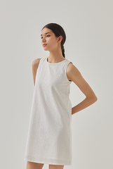 Jade Floral Embroidered Dress in White