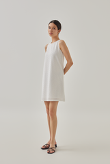 Jade Floral Embroidered Dress in White