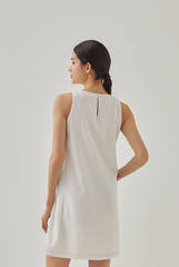 Jade Floral Embroidered Dress in White