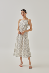 Ariella Abstract Midi Dress in White