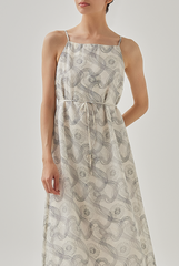 Ariella Abstract Midi Dress in White