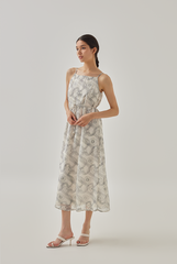 Ariella Abstract Midi Dress in White