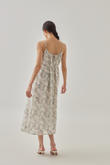 Ariella Abstract Midi Dress in White