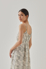 Ariella Abstract Midi Dress in White