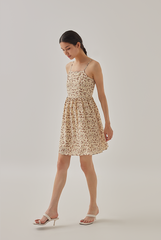 Sophie Smocked Floral Babydoll Dress in Banana