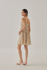 Sophie Smocked Floral Babydoll Dress in Banana