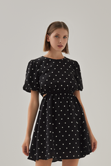 Paloma Cut Out Polka Dot Dress in Black