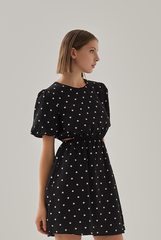 Paloma Cut Out Polka Dot Dress in Black