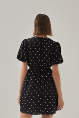 Paloma Cut Out Polka Dot Dress in Black