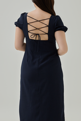 Marizn Criss Cross Back Slit Dress