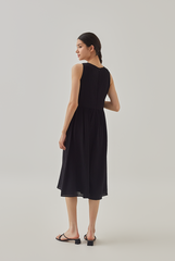 Terra Textured Sleeveless Halter Dress in Black