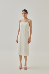 Zoey Textured Slip Dress in Cream