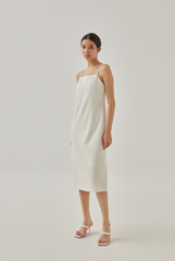 Zoey Textured Slip Dress in Cream