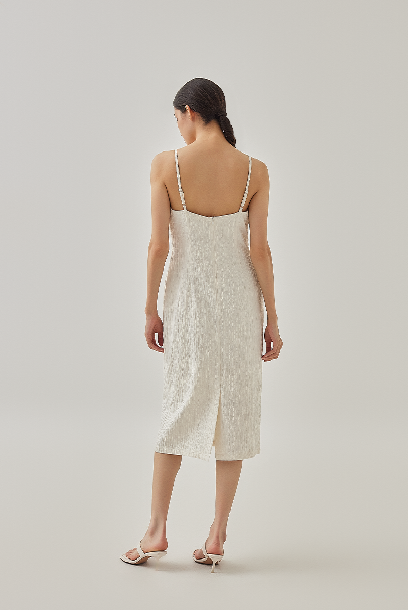 Zoey Textured Slip Dress in Cream